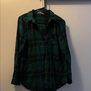 Green Plaid Button-Up Shirt